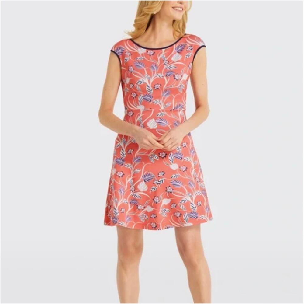 DRAPER JAMES Floral Ponte A-Line Dress Coral // XS